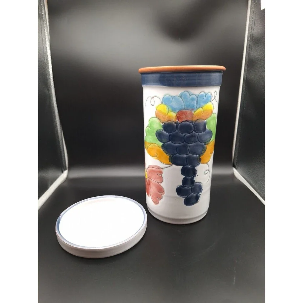 SIGNED Himark Celina Wine Chiller & Coaster Flower  Grapes Terracotta